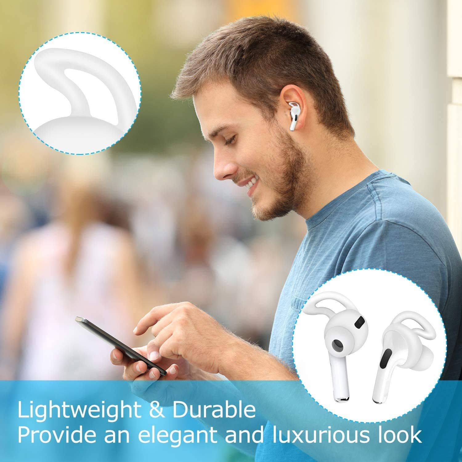 Jogging Gym White AirPods Ear Hooks for Apple AirPods 1 & 2