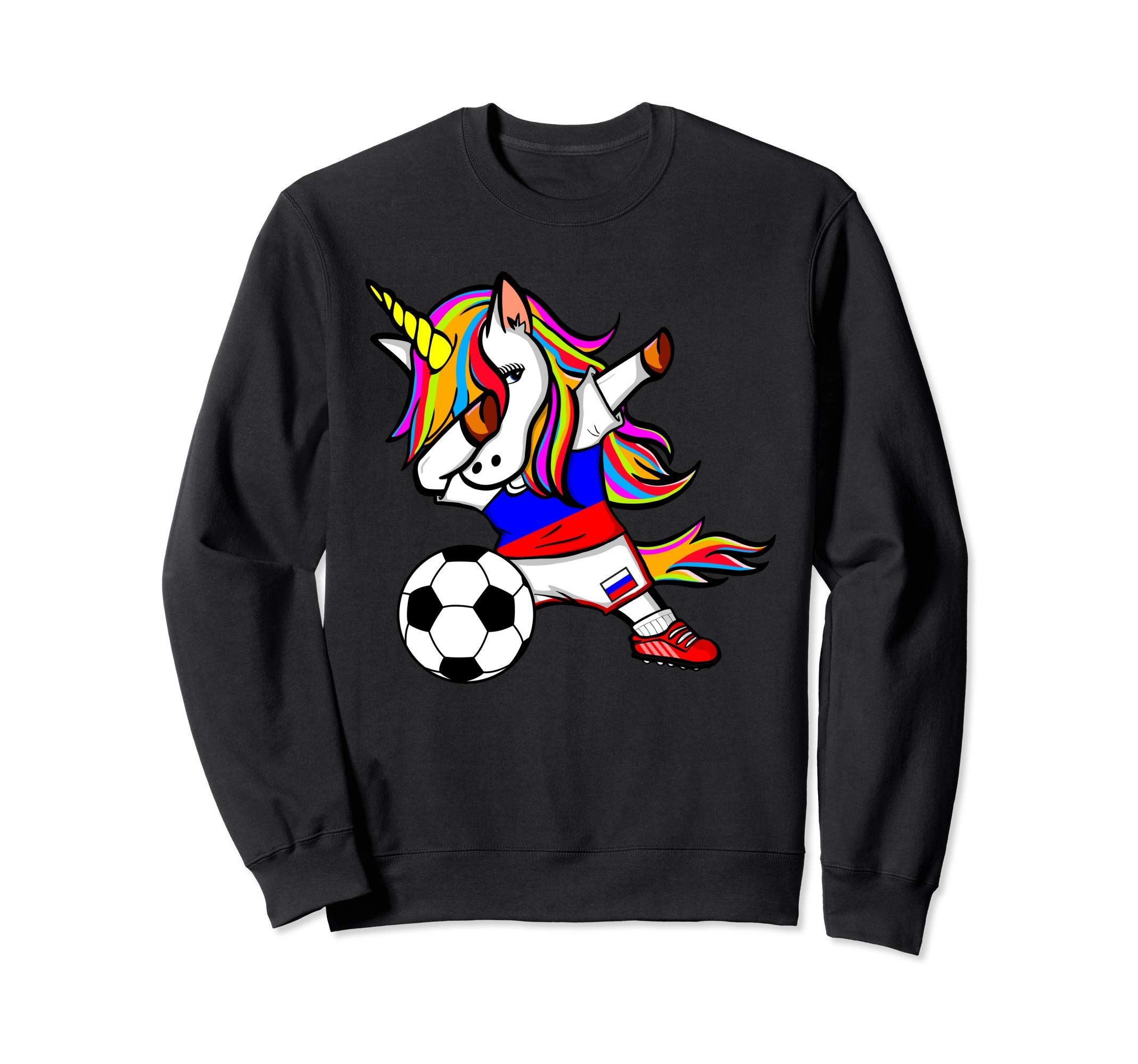 Funny Dabbing Unicorn Russia Football - Russian Flag Soccer Sweatshirt