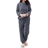 codcm Women's Fluffy Pajamas Set Soft Comfy Fleece Pj Set 2 Piece Loungewear Winter Warm Sleepwear