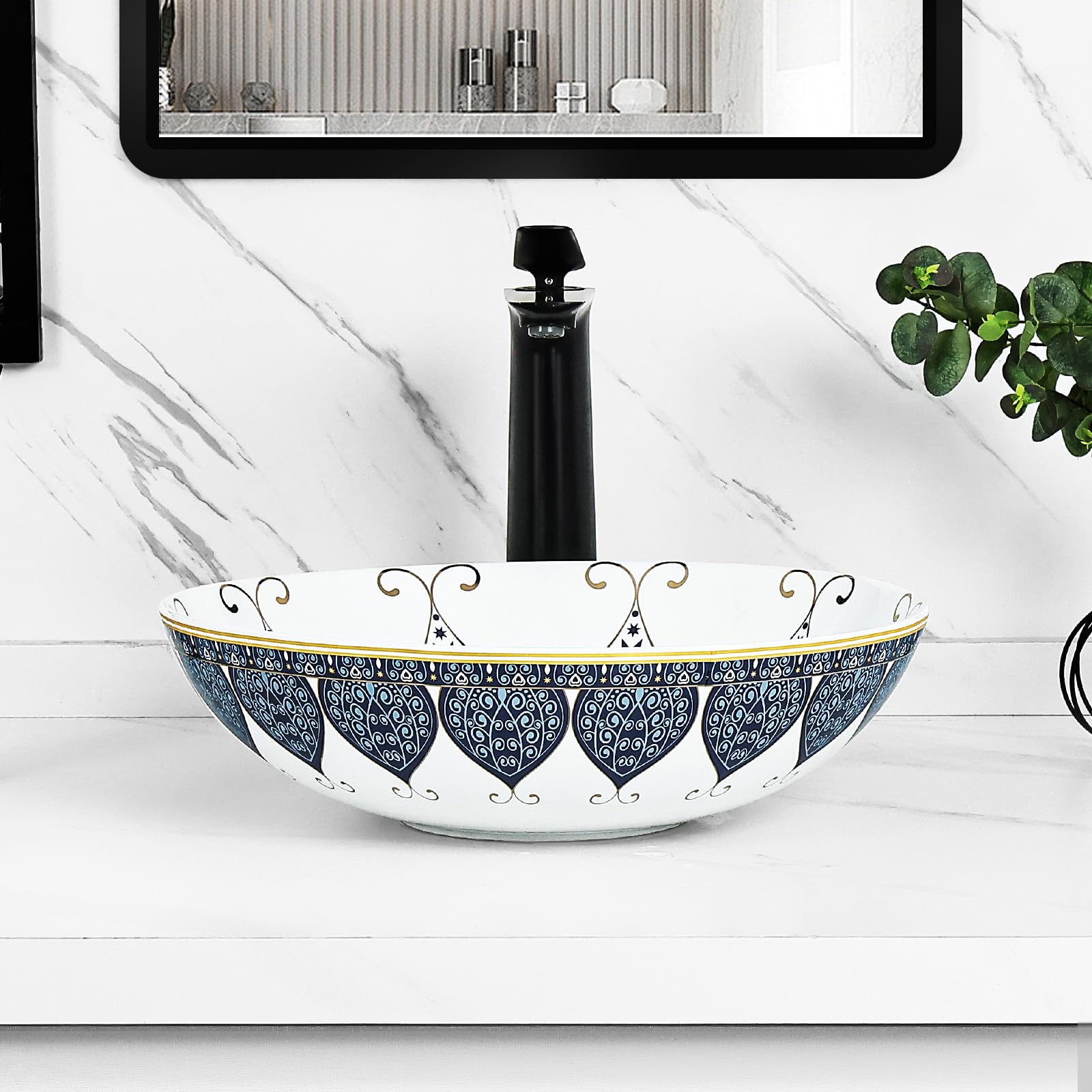 Tysun Round Vessel Sink Countertop, 16" X 16" Porcelain Ceramic Bathroom Sink, Above Counter Bathroom Vanity Vessel Sink With Pop-Up Drain In | Whizz Vessel Sinks