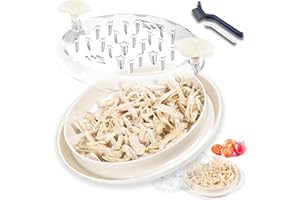 ADOTBLOB 11'' Chicken Shredder Twist Tool, Meat Shredder with Clear Cover, Ivory Chicken Shredder Anti Slip, Chicken Breast Shredder with Cleaning Brush Suitable for Pork, Beef, Dishwasher Safe