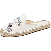 U-lite Women's Stylish Embroidery Flat Espadrilles Fancy Mule