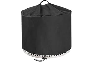 YOWDUTY Round Fire Pit Cover for Solo Stove Bonfire 20 Inch, Waterproof Heavy Duty 600D Material Patio Firepit Cover 20" for Solo Stove Bonfire Series,Round 21" D x 15" H