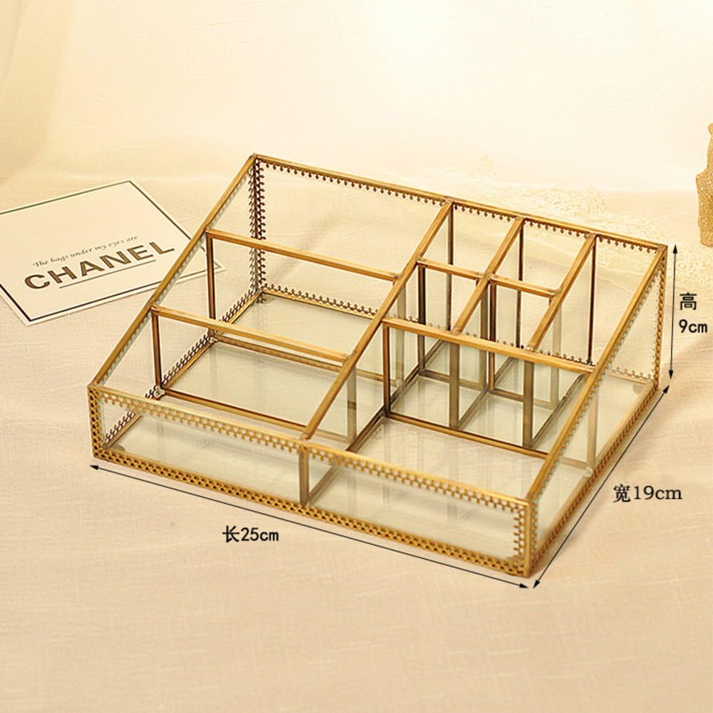 Cosmetic storage box bathroom makeup organizer makeup transparent white makeup brush storage drawer girlfriend gift surprise boys for girls lipstick holder storage box nail polish display rack multifunction shelf [retro]-A