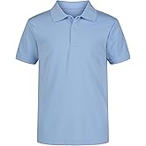 Izod Boys School Uniform Short Sleeve Polo Shirt, Button Closure, Moisture Wicking Performance Material