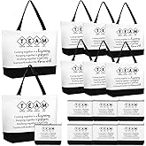 Cunno 12 Pcs Team Appreciation Tote Bag Women Employee Gift Team Together Canvas Makeup Bags for Worker Staff Coworker Nurse Teacher