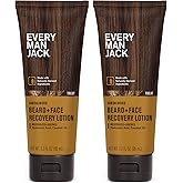 Every Man Jack Beard + Face Recovery Lotion-Moisturizes Relieves Dry Skin and Beard Itch - Light Sandalwood Scent-Made w/Naturally Derived Ingredients like Coconut Oil, and Witch Hazel-3.2oz(2 pack)