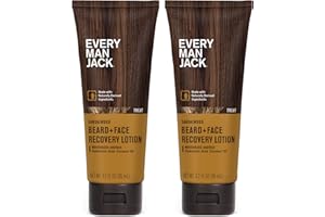 Every Man Jack Beard + Face Recovery Lotion-Moisturizes Relieves Dry Skin and Beard Itch - Light Sandalwood Scent-Made w/Naturally Derived Ingredients like Coconut Oil, and Witch Hazel-3.2oz(2 pack)