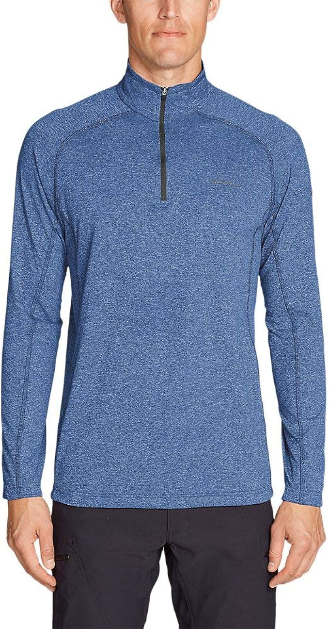 Eddie Bauer Men's Resolution LongSleeve 1/4Zip, HTR Blue Tall XXXL at