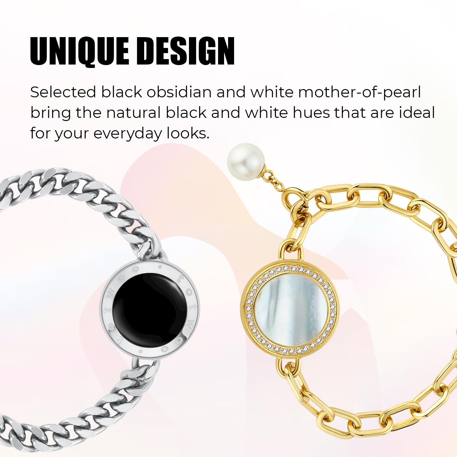 TOTWOO Touch Bracelets for Couples, Vibration & Light up for Love Couples Long Distance Relationship Gifts for Girlfriend Bluetooth Pairing Jewelry