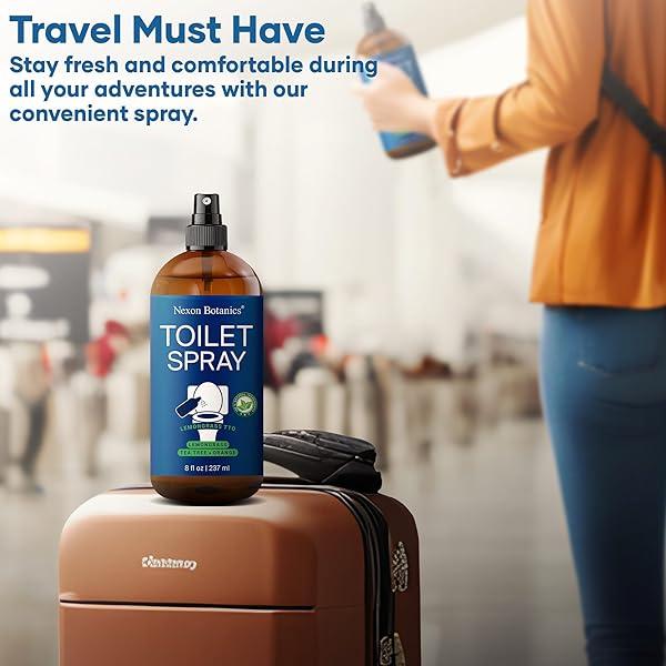 LEMONGRASS TEA TREE TOILET SPRAY 8 FL OZ – BATHROOM ODOR ELIMINATOR AND AIR FRESHENER SPRAY WITH LEMONGRASS, TEA TREE, AND ORANGE – TRAVEL SIZE – NEXON BOTANICS