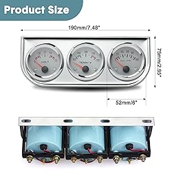 BREADEEP 52mm 3 in 1 Car Auto Gauge Kit