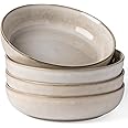 GBHOME 9'' Large Ceramic Pasta Bowls, 38oz Stoneware Pasta Serving Bowls Set of 4 for Kitchen, Wide Bowls for Fruit,Pasta,Salad,Oatmeal,Meal, Microwave Safe, Reactive Glaze-Cappuccino