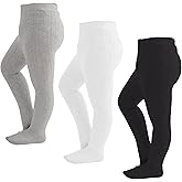 Marchare Baby Girls Tights Cable Knit Tights Thick Solid Footed Leggings Winter Warm Stockings