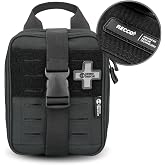 RHINO RESCUE IFAK Trauma Kit with C-A-T Tourniquet (Black, RECCO Reflector) | RECCO Reflector, TCCC Compliant, Combat-Proven, Tactical Molle Pouch, Military Medical Kit, HSA/FSA Approved