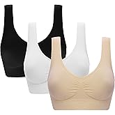 Vermilion Bird Women's 3 Pack Seamless Comfortable Sports Bra with Removable Pads