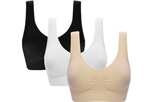 Vermilion Bird Women's 3 Pack Seamless Comfortable Sports Bra with Removable Pads