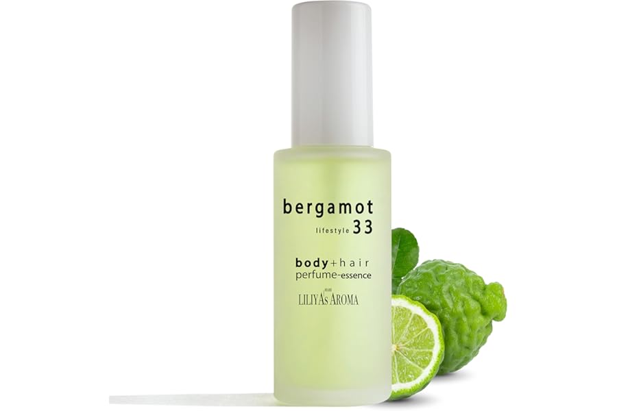 Liliya’s Aroma Bergamot 33 Essence-Perfume for body and hair mist | Calabrian Bergamot | Pink Grapefruit | Vetiver Essential Oils | Gourmand Scent | Vegan 1.8 Fl Oz