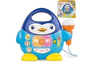 KIDDOLAB Toddler Karaoke Machine: Fun Musical Toys for Toddlers 1-3 & 3-5 | Ideal Kids Karaoke Machine for Boys | Engaging Toddler Toys 2-3 for Aspiring Little Singers (Penguin)
