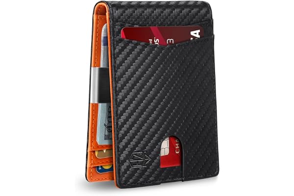 Zitahli Slim RFID Wallets for Men, Money Clip Bifold Leather Wallet Minimalist Mens Wallet with ID Window and 12 Card Slots G