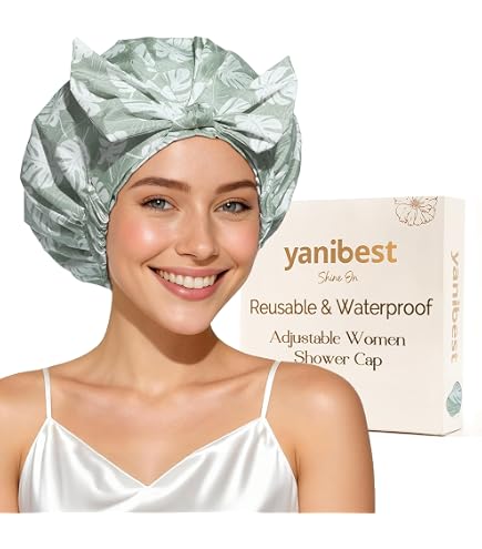 Amazon.com : Reusable Waterproof Satin Lined Shower Cap for  display picture 1