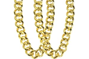 PinCute 2 Pack Big Chunky Gold Chain for Men: Fake Plastic Gold Chain Necklace, 80s 90s Punk Style Hip Hop Chain Necklace for Costume Jewelry Rapper