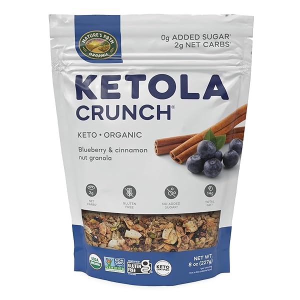 NATURE’S PATH ORGANIC KETOLA CRUNCH® BLUEBERRY & CINNAMON NUT GRANOLA, 8 OZ (PACK OF 1), GLUTEN FREE, NON-GMO