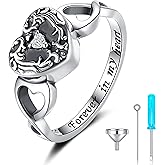 SOLOLIKE Sterling Silver Forever in My Heart Cremation Jewelry Urn Rings Hold Loved Ones Ashes - Tree of Life Urn Finger Rings Memorial Ashes Keepsake Jewelry Gifts for Women Men