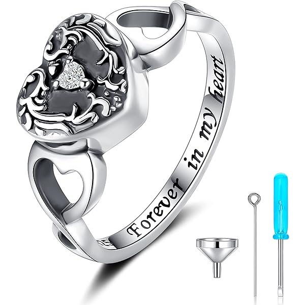 Anillo De Urna De Cremación De Corazón Simple Para Cenizas Que Sostienen A Sus Seres Queridos, Cenizas, Joyería Conmemorativa Para Regalo De Recuerdo Funerario, Metal, Sin Piedras Preciosas