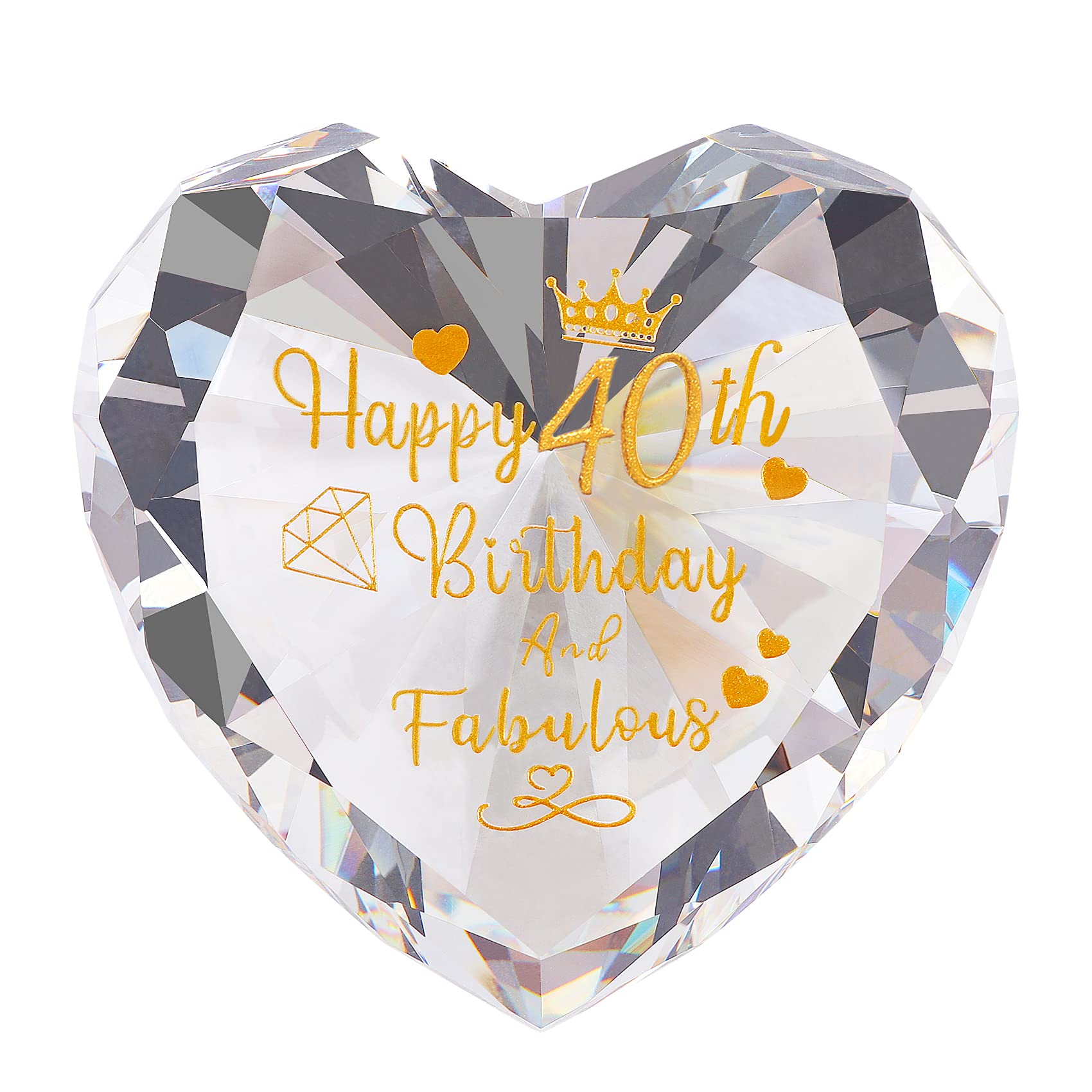 Ornalrist 40th Birthday Gifts for Women Heart Glass Keepsake Happy 40 Years Birthday Presents for Wife, Friend - Decorative Ornament