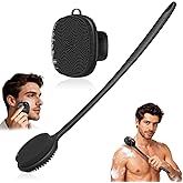 Back Scrubber for Shower & Face Scrubber, 2Pcs Silicone Exfoliating Brush Set with 17In Long Handle, Soft Body & Facial Clean