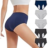 HATSURE Period Underwear for Women Leak Proof Cotton Overnight Menstrual Panties Briefs (Multipack)