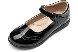 DREAM PAIRS Girls School Uniform Shoes Mary Jane Black Flats