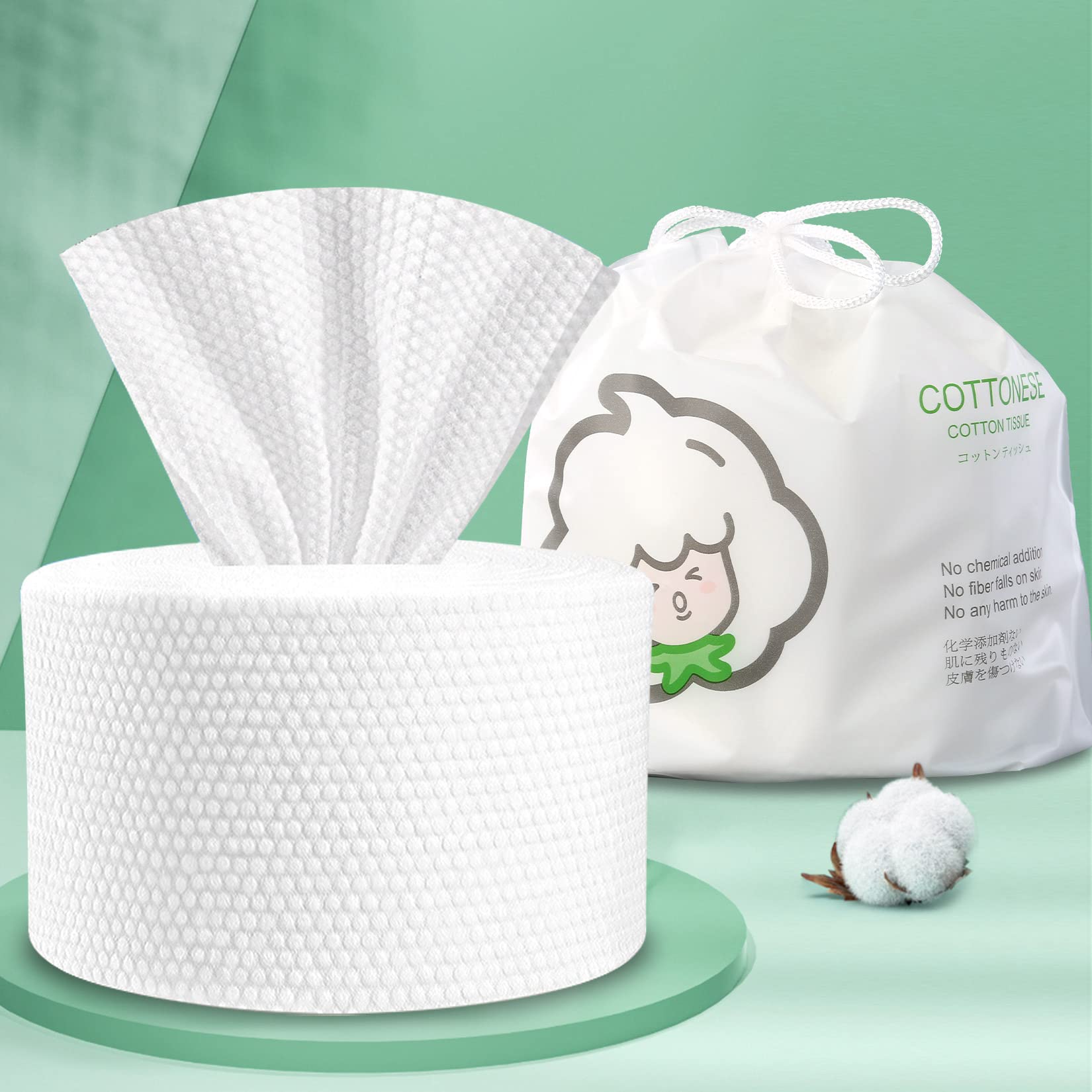 GothicBride Disposable Face Towel 100% Cotton Extra Thick & Soft Facial Cotton Tissue Lint Free Dry Wipes Non-Woven Fabric for Sensitive Skin