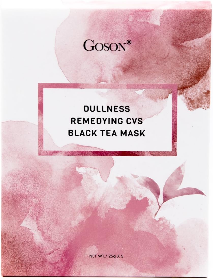 Goson Tea Infused Skin Care Face Mask Sheets - Hydrating, Moisturizing, Collagen Facial Sheet Mask - Black Tea Face Masks (5 Face Mask Pack)