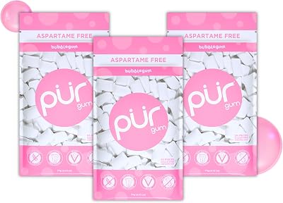 PUR Gum Sugar Free Xylitol Bubblegum Flavour 55 Pieces Pack of 3