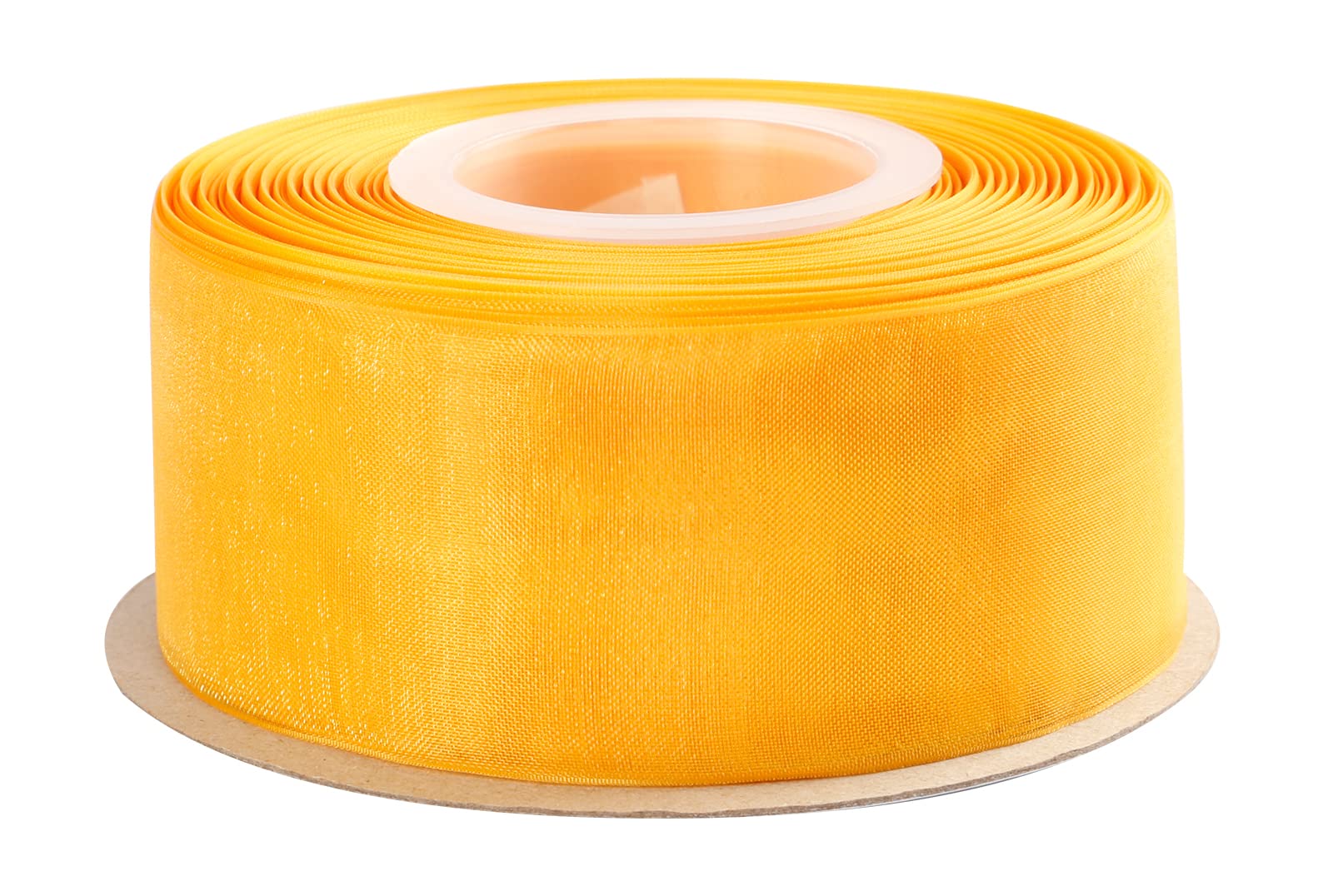 Joycrosso 38mm Yellow Gold Shimmer Sheer Organza Ribbon Sheer Chiffon Ribbon 45 Meters-Roll Multiple Colors Available for Gift Wrapping Wedding Events Christmas Décor