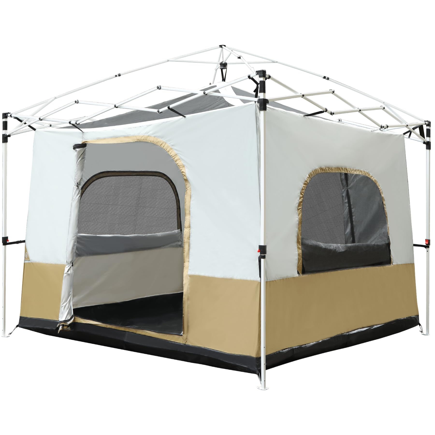 Photo 1 of REDCAMP Canopy Camping Tent for Pop Up Canopy Tent, Inner Tent with Mesh Window, Converts Straight Leg 10'x10' or 10'x20' Canopy into Camping Tent, Fits 4-6 Person, Khaki(Frame/Shelter NOT Included)