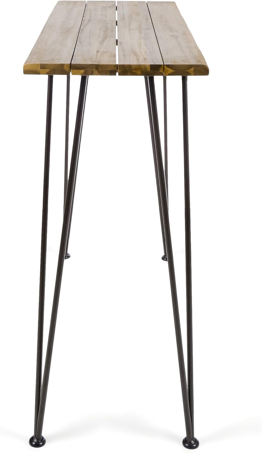 Christopher Knight Home Denali Ouotdoor Industrial Acacia Wood Bar Table with Iron Frame, Teak Finish / Rustic Metal: Furniture & Decor