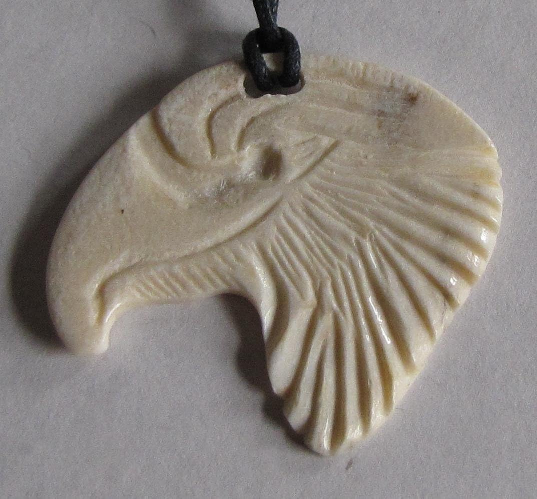 Alaskan Made Moose Antler Carved Eagle Head Pendant