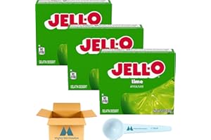Jell-O Lime Gelatin Mix - 3 oz Boxes (Pack of 3) - With Mighty Merchandise Measuring Spoon