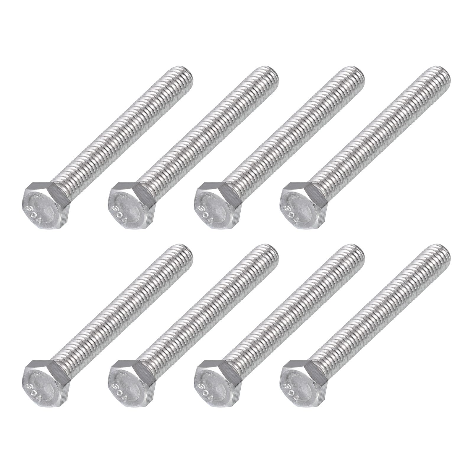 METALLIXITY Hex Head Bolts (3/8-16 x 3") 8Pcs, 304 Stainless Steel 18-8, Fully Threaded, External Hex Drive, Plain Finish, Hex Head Screw Bolt, Silver โ image 1