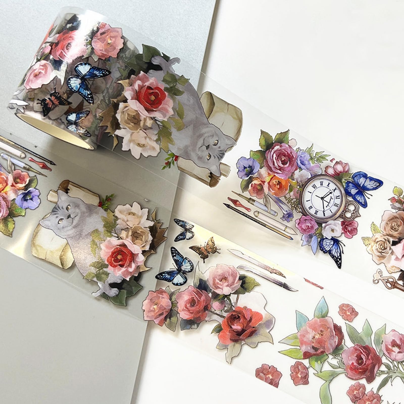 DiiWmme Handbook Decoration,Clear Flower Sticker Tape DIY Craft Material Decorative Stickers Scrapbooking Supplies Sticker Journal Accessories for Scrapbook,Planners,Bullet Journals (A)