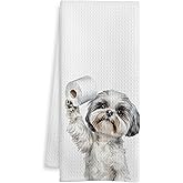 WOTYPU Funny Shih Tzu Gifts Bathroom Hand Towels, Shih Tzu Gifts, Dog Lovers Gifts Decorative Hand Towels for Kids Guest Bathroom Washroom Half Bath, 16x24 Inch