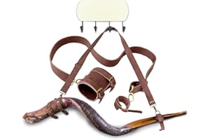 New Leather Horn Belt"Shofarot Israel" Shofar Strap Genuine Leather Lion Of Judah Adjustable War Horn Belt with Buckle Closur
