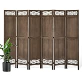 Privacy Screen Room Divider Panel - 67 Inch Tall Natural Wood Folding Partition Room Dividers, No-Assembly Required, Enhance Privacy and Aesthetic Appeal, Ideal for Home or Office Brown 6 Panel