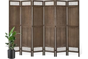 SVIMI Privacy Screen Room Divider Panel - 67 Inch Tall Natural Wood Folding Partition Room Dividers, No-Assembly Required, Enhance Privacy and Aesthetic Appeal, Ideal for Home or Office Brown 6 Panel
