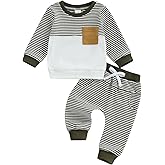 Tsnbre Baby Boy Clothes Fall Winter Outfits Long Sleeve Color Block Waffled Sweatshirt Striped Pants 6 12 18 24 Month 3T