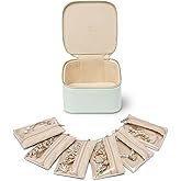 Vlando Jewelry Travel Case,Travel Jewelry Organizer with Clear Velvet Jewelry Bags 6Pcs Zipper Pouch for Women Girl Gift-Mint Green