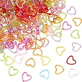 SOFPLATE 1 Box 300Pcs Heart Frame Beads Acrylic Bead Frames Bulk Random Color Rainbow Transparent Smooth Lightweight Spacers for Jewelry Making Findings DIY Crafts Bracelet Earrings Pen Beginners